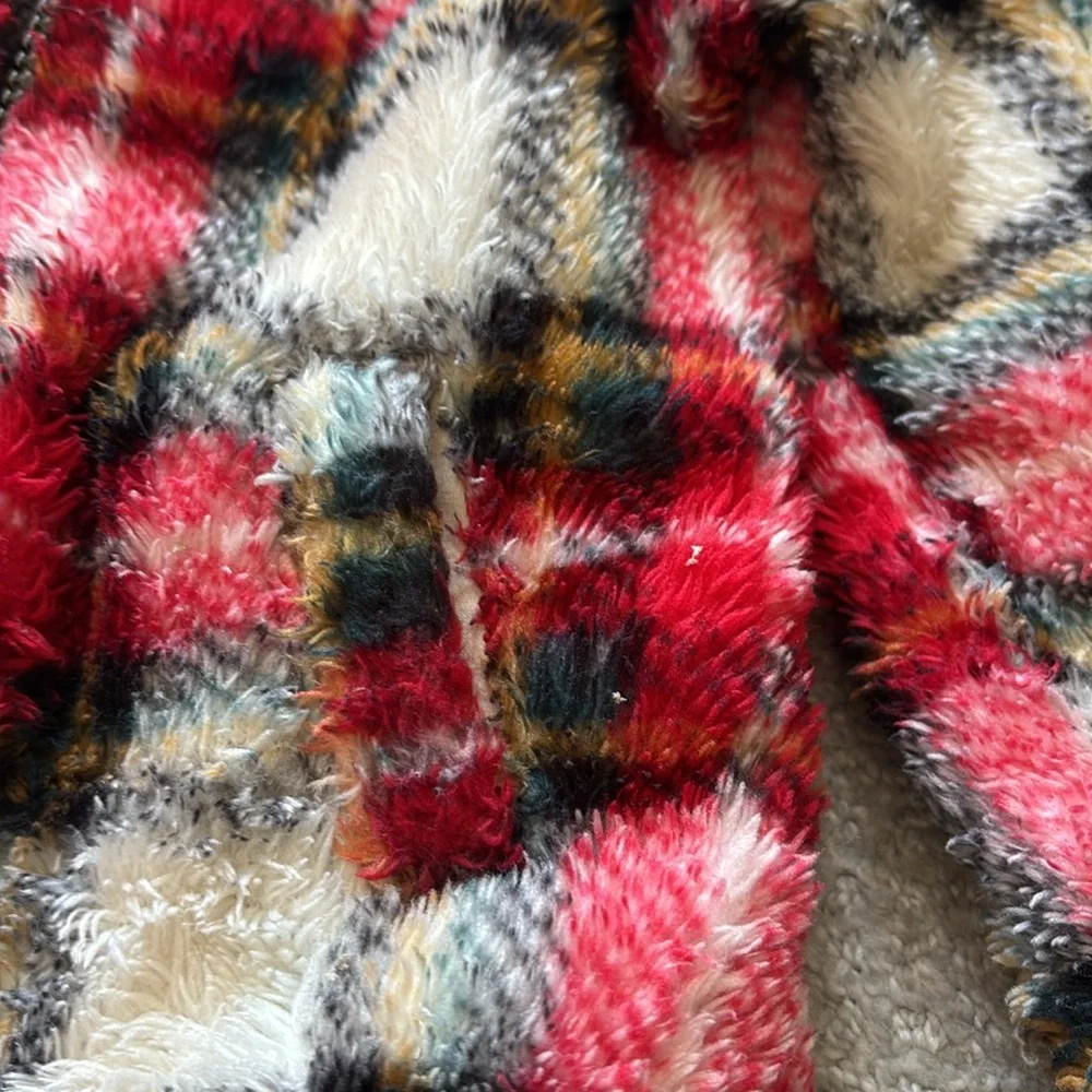 Old Navy Red Plaid Fuzzy Jacket